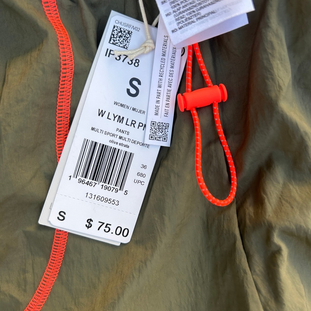 Adidas Women Pants S Olive Green Orange Athletic Loose Fit Wide Leg New IF3738 - Picture 3 of 6